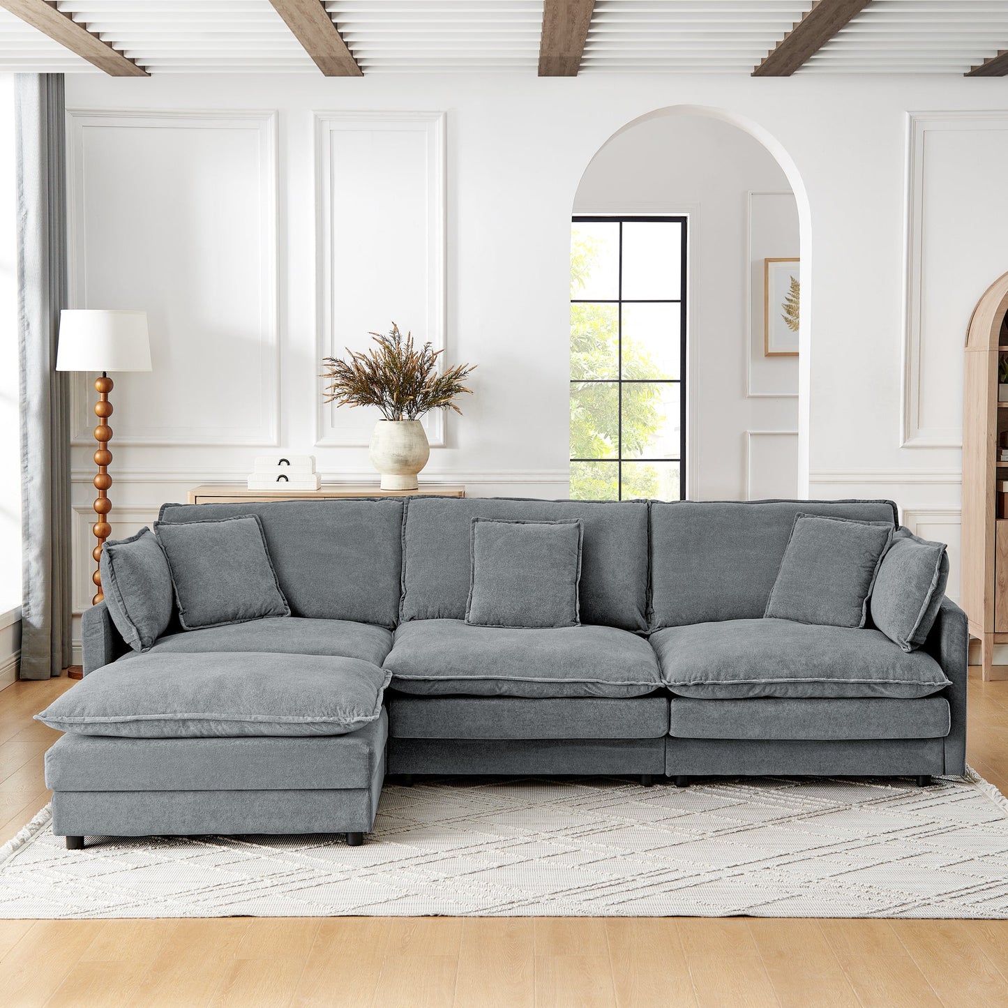 Modern Home Living Room L-Shaped Sectional Sofa Couches with Storage