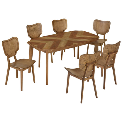 Vintage 7-Piece Dining Table Set with 6 Dining Chairs,Kitchen Table