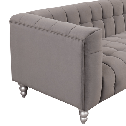 63" Modern Sofa Dutch Fluff Upholstered sofa with solid wood legs,