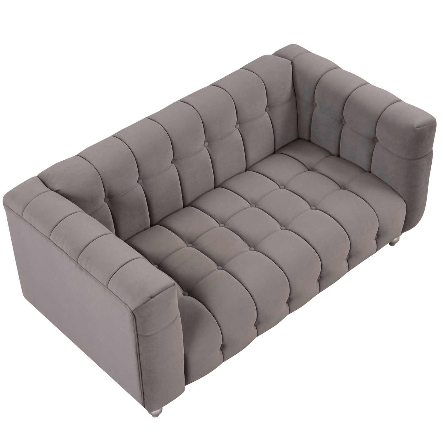 63" Modern Sofa Dutch Fluff Upholstered sofa with solid wood legs,