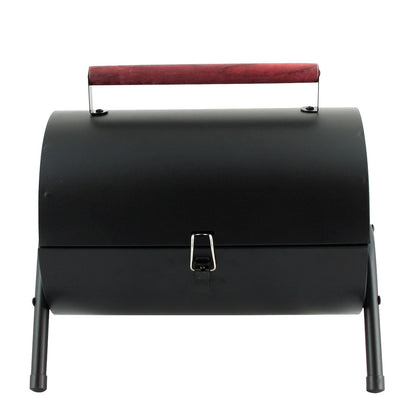 Gibson Home Delwin Carbon Steel Barrel BBQ in Black with Burgundy Wood