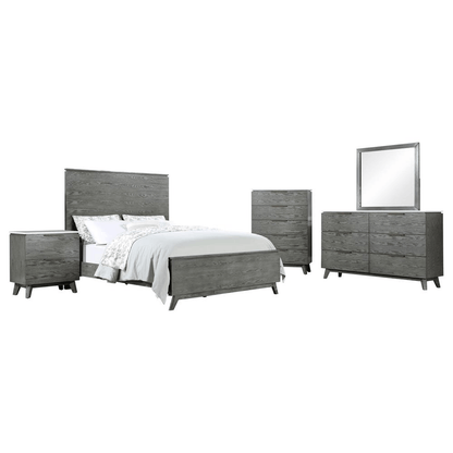 Nathan 5-piece Queen Bedroom Set White Marble and Grey