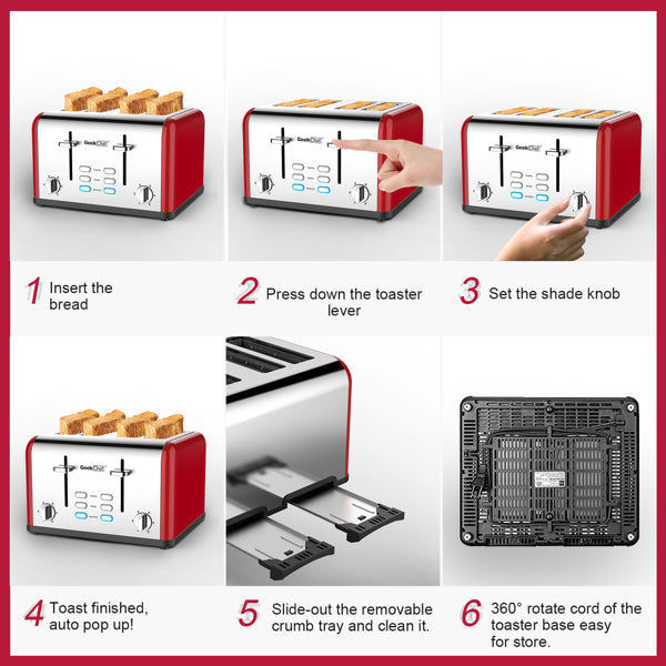 Stainless Steel Toaster Dual Control Panel for Baking Bread