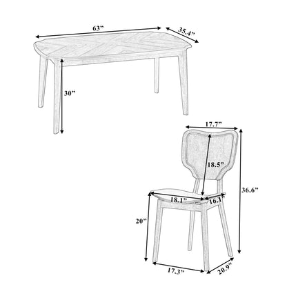 Vintage 7-Piece Dining Table Set with 6 Dining Chairs,Kitchen Table